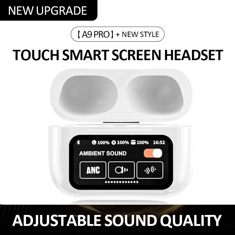 A9 PRO ANC+ENC Dual Noise Reduction Wireless Earbuds Smart Color Screen Multi-function Earphones with Short Video Like Function
